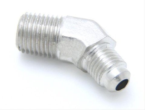 Nitrous Outlet AN to NPT Adapter Fittings 00-01254-B Fitting, Adapter, NPT, 45 Degree, Brass, Nickel Plated, -4 AN, 1/4 in. NPT, Each