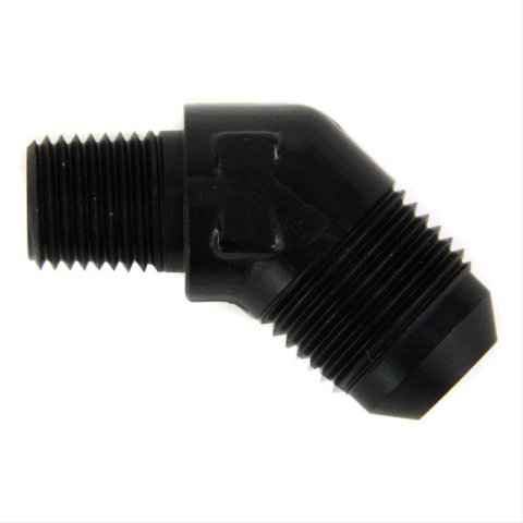 Nitrous Outlet AN to NPT Adapter Fittings 00-01256 Fitting, Adapter, NPT, 45 Degree, Aluminum, Black Anodized, -8 AN, 1/4 in. NPT, Each