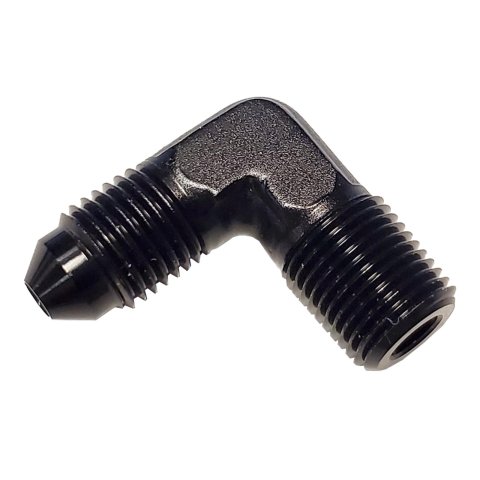 Nitrous Outlet Fittings and Adapters 00-01350-A Universal Fittings, 1/8" NPT x 3AN 90 Degree Fitting - Male/Male (BLACK)