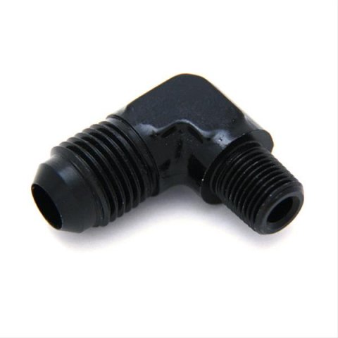 Nitrous Outlet AN to NPT Adapter Fittings 00-01352 Fitting, Adapter, NPT, 90 Degree, Aluminum, Black Anodized, -6 AN, 1/8 in. NPT, Each