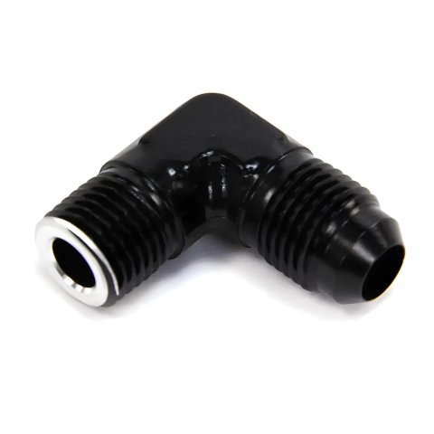 Nitrous Outlet AN to NPT Adapter Fittings 00-01355-N Fitting, Adapter, NPT, 90 Degree, Aluminum, Black Anodized, -6 AN, 1/4 in. NPT, Each