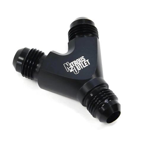 Nitrous Outlet Y-Fittings 00-01716 Y Fittings, Y-Fittings, Aluminum, Black Anodized, -6 AN Male AN, -6 AN Male AN, -6 AN Male AN, Each