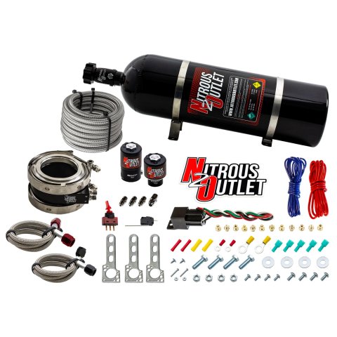Nitrous Outlet Oxide Systems 00-10053-15 Systems, Interspooler 4" Boosted Collar System - Gas/E85 (45-55psi)(50-200HP)(15lb Bottle)