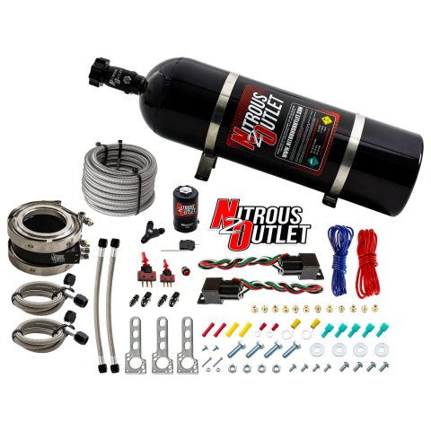 Nitrous Outlet Oxide Systems 00-10055-15 Systems, Interspooler 4" Boosted Dual Stage Dry Collar System (50-400HP)(15lb Bottle)