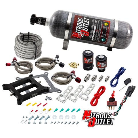 Nitrous Outlet Oxide Systems 00-10070-12 Systems, Weekend Warrior 4150 Plate System - Gas/E85 (5-55psi)(100-350 HP)(12LB Bottle)