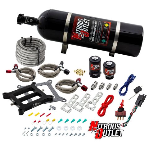 Nitrous Outlet Oxide Systems 00-10070-15 Systems, Weekend Warrior 4150 Plate System - Gas/E85 (5-55psi)(100-350 HP)(15LB Bottle)