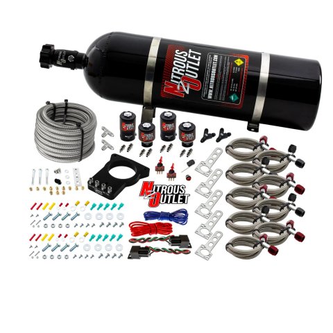 Nitrous Outlet Oxide Plate Systems 00-10103-15 Systems, EFI Plate, Dry Style, WOT Switch Activation, 15 lbs. Bottle, for Use On Applications with A 78mm LSX Intake, Chevrolet, V8, Kit