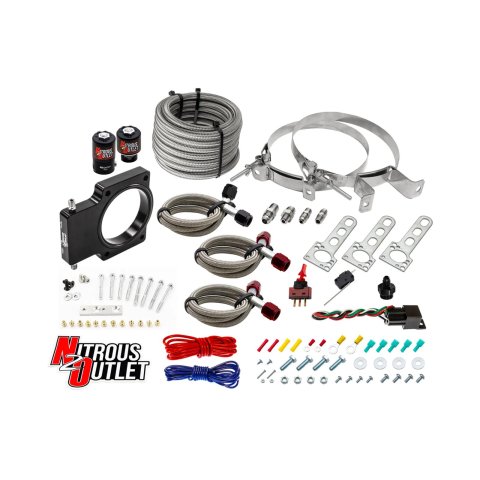 Nitrous Outlet Oxide Plate Systems 00-10107-00 Systems, EFI Plate, Wet Style, WOT Switch Activation, for Use On A 90mm LSX Truck Intake, Chevrolet, GMC, Small Block LS, Kit