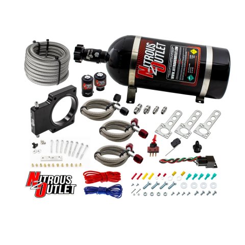 Nitrous Outlet Oxide Plate Systems 00-10107-10 Systems, EFI Plate, Wet Style, WOT Switch Activation, 10 lbs. Bottle, for 90mm LSX Truck Inake, Chevrolet, GMC, Small Block LS, Kit