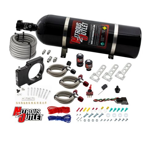 Nitrous Outlet Oxide Plate Systems 00-10107-15 Systems, EFI Plate, Wet Style, WOT Switch Activation, 15 lbs. Bottle, for 90mm LSX Truck Inake, Chevrolet, GMC, Small Block LS, Kit