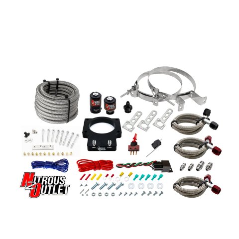 Nitrous Outlet Oxide Plate Systems 00-10108-00 Systems, EFI Plate, Wet Style, WOT Switch Activation, for Use On Applications with A 90mm LSX 4-bolt Intake, Chevy, Small Block LS, Kit