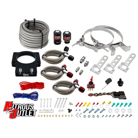 Nitrous Outlet Oxide Plate Systems 00-10113-00 Systems, EFI Plate, Wet Style, WOT Switch Activation, for Use On Applications with A 92mm LSX Intake, Chevrolet, Small Block LS, Kit