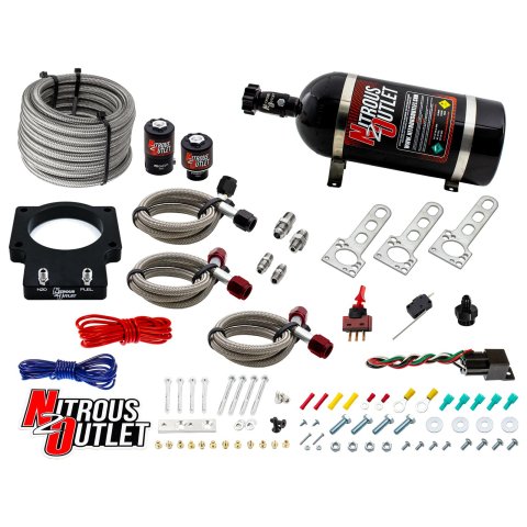 Nitrous Outlet Oxide Plate Systems 00-10113-10 Systems, EFI Plate, Wet Style, WOT Switch Activation, 10 lbs. Bottle, for Use with A 92mm LSX Intake, Chevrolet, Small Block LS, Kit