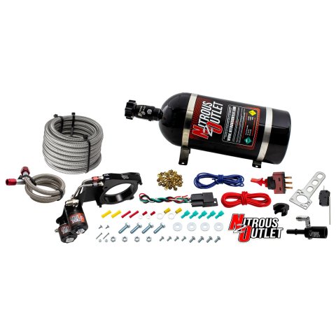 Nitrous Outlet Oxide Systems 00-10191-10 Systems, Ford 2018-2020 Mustang GT Hard-line Plate System - Gas/E85 (5-55psi)(50-200HP)(10lb Bottle)