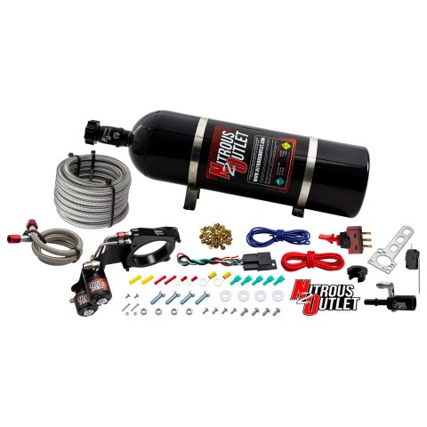 Nitrous Outlet Oxide Systems 00-10191-15 Systems, Ford 2018-2020 Mustang GT Hard-line Plate System - Gas/E85 (5-55psi)(50-200HP)(15lb Bottle)