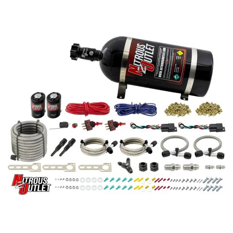 Nitrous Outlet Dual Nozzle Systems 00-10207-10 Universal EFI Stage Single Dry System (10lb Bottle)