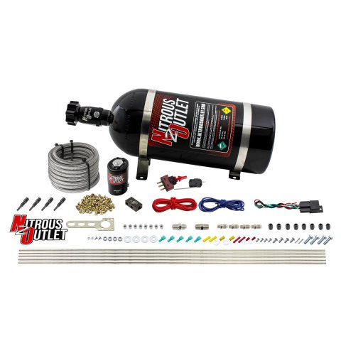 Nitrous Outlet Direct Port Systems 00-10360-10 Dry EFI 4 Cyl 1 Sol Sys w/ Dist Block (10Lb Bottle)(90° Noz)