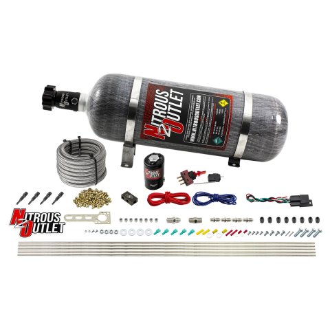 Nitrous Outlet Direct Port Systems 00-10360-12 Dry EFI 4 Cyl 1 Sol Sys w/ Dist Block (12Lb Bottle)(90° Noz)