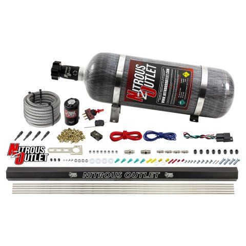 Nitrous Outlet Direct Port Systems 00-10361-12 Dry EFI 4 Cyl 1 Sol Sys w/ Single Rail (12Lb Bottle)(90° Noz)