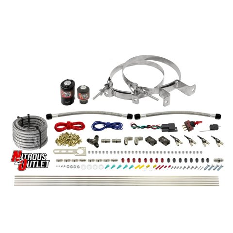 Nitrous Outlet Oxide Systems 00-10363-00 4 Cyl 2 Sol Direct Port Sys w/ Dist Blocks Hi PSI(No Bottle)(90° Noz)