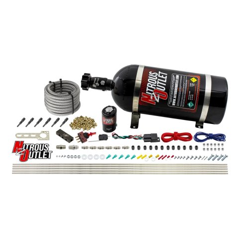 Nitrous Outlet Direct Port Systems 00-10396-10 Dry EFI 6 Cyl 1 Sol Sys w/ Dist Block (10Lb Bottle)(90° Noz)