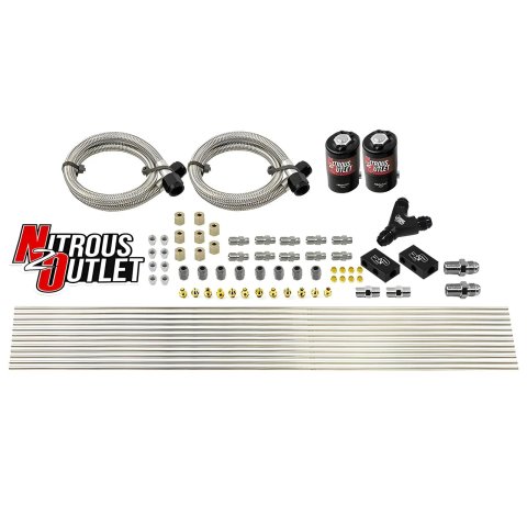 Nitrous Outlet Oxide Systems 00-10418-L Systems, Dry 8 Cylinder Solenoid Forward Direct Port Plumbers Kit - Two .112 Solenoid/ Compact Distribution Blocks/Compression F