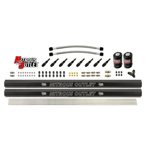 Nitrous Outlet Oxide System Conversion and Upgrade Kits 00-10456-H-R Dry EFI 8 Cyl 2 Sol Forward Plumbers Kit w/ Dual Rails 90° Noz.