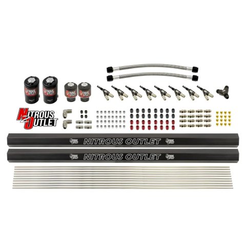 Nitrous Outlet Oxide System Conversion and Upgrade Kits 00-10459-H-R 8 Cyl 4 Sol Kit w/ Dual Rails 90° Noz