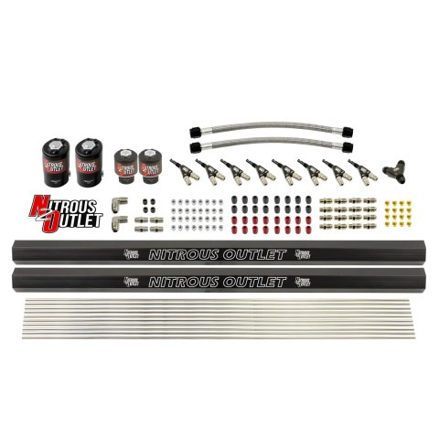 Nitrous Outlet Oxide System Conversion and Upgrade Kits 00-10459-L-R 8 Cyl 4 Sol Kit w/ Dual Rails 90° Noz