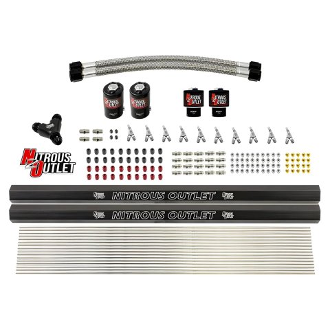 Nitrous Outlet Oxide Plumbing Kits 00-10492-SBT 10 Cyl 4 Sol Forward Plumbers Kit w/ Dual Rails (SBT Noz)