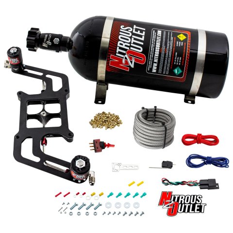 Nitrous Outlet Stinger Plate Oxide Systems 00-10604-10 Systems, Stinger, Square Bore Plate, Wet, 700 hp, 10 lb. Bottle, Black, Designed for Use with 5-10 psi Carbureted Fuel Systems, Kit