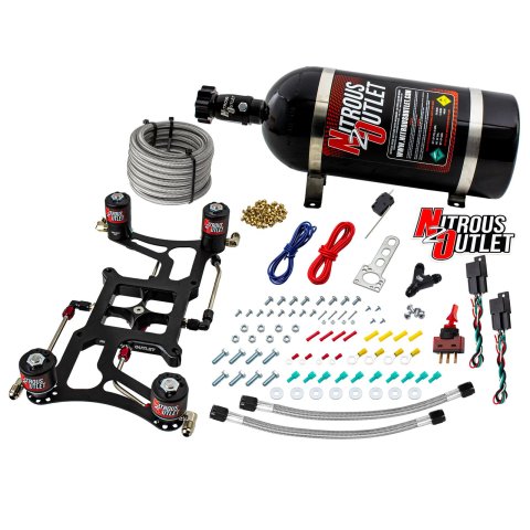 Nitrous Outlet 4150 Hornet Dual-Stage Oxide Plate Systems 00-10626-10 Dual Stage Sys Boomerang 4Sol Brckt Low PSI(10LB Bottle)