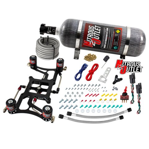Nitrous Outlet 4150 Hornet Dual-Stage Oxide Plate Systems 00-10626-12 Dual Stage Sys Boomerang 4Sol Brckt Low PSI(12LB Bottle)