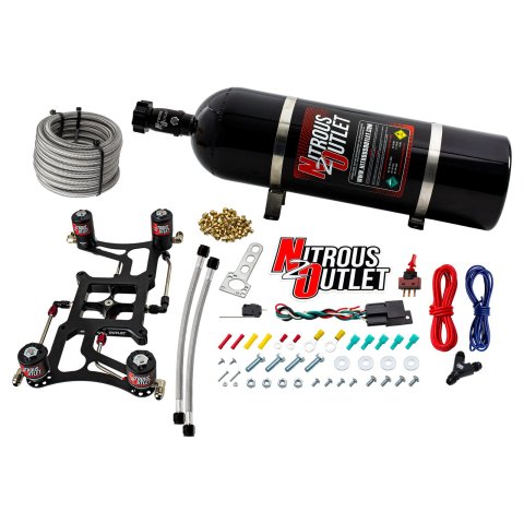 Nitrous Outlet 4150 Hornet Race Dual-Entry Oxide Plate Systems 00-10628-15 Dual Stage Sys Boomerang 4Sol Brckt Low PSI(15LB Bottle)