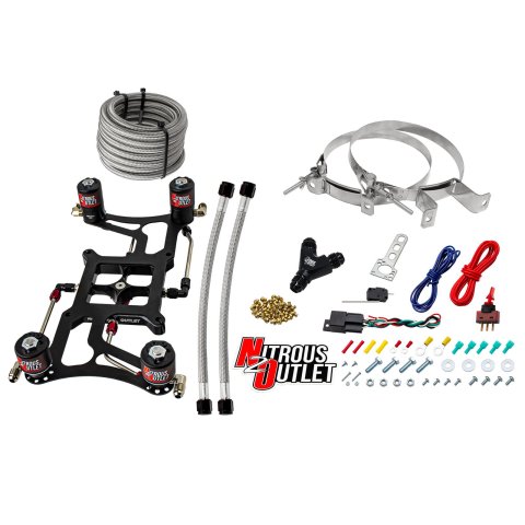 Nitrous Outlet 4500 Hornet Dual-Stage Oxide Plate Systems 00-10638-00 Dual Stage System, Boomerang 4 Sol Bracket Low PSI(No Bottle)