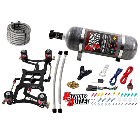 Nitrous Outlet 4500 Hornet Dual-Stage Oxide Plate Systems 00-10638-12 Dual Stage System, Boomerang 4 Sol Bracket Low PSI(12Lb Bottle)