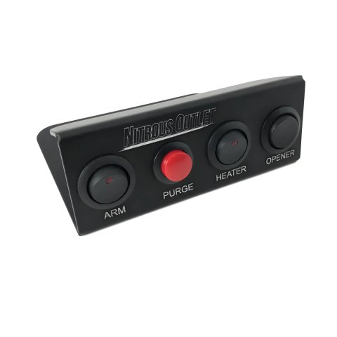 Nitrous Outlet Switch Panels 00-11007 Electrical Panels, 4 Switches, Lighted, Aluminum, Black, Console Mount, Pontiac, Each