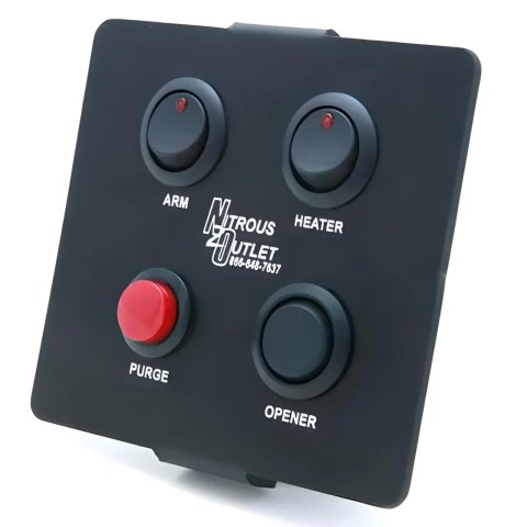 Nitrous Outlet Switch Panels 00-11010 Panel, Right Storage Compartment Mount, Aluminum, Black, 4 Switches, Chevy, Each