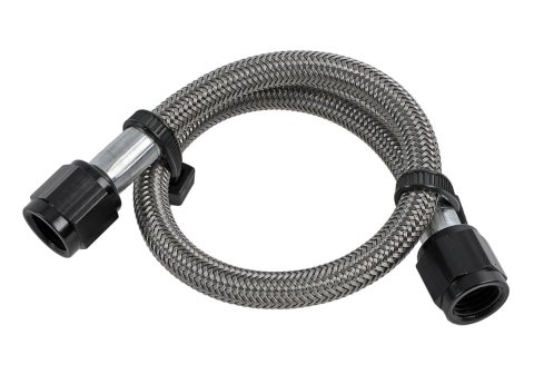 Nitrous Outlet Stainless Steel Braided Hoses 00-20400 Hose, Steel, -4 AN Female Ends, Black Fittings, 12 in. Length, Each
