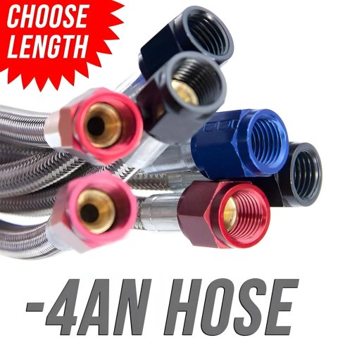 Nitrous Outlet Stainless Steel Braided Hoses 00-20660 192" -4AN Hose (Blue Fittings)