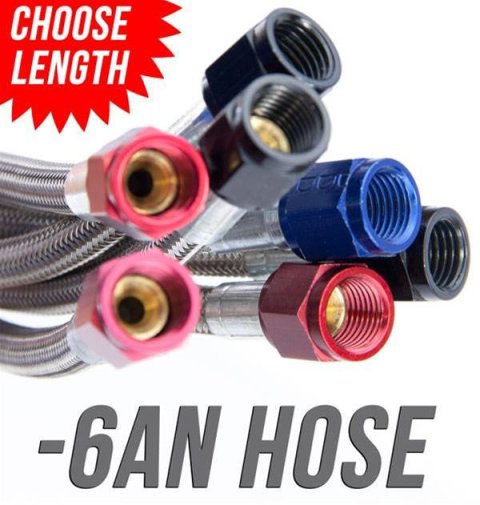 Nitrous Outlet Stainless Steel Braided Hoses 00-20730 12" -6AN Hose (Blue Fittings)