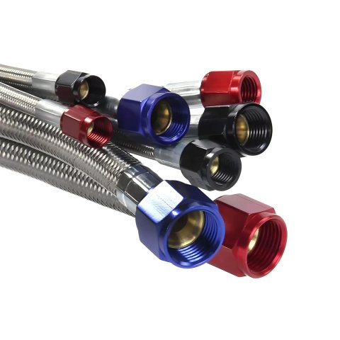 Nitrous Outlet Stainless Steel Braided Hoses 00-20770 18" -6AN Hose (Red Fittings)