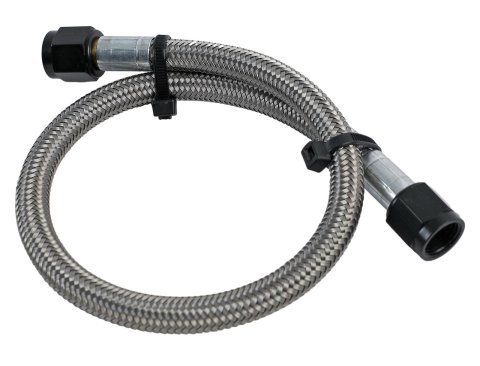 Nitrous Outlet Stainless Steel Braided Hoses 00-20780 Hose, Steel, -6 AN Female Ends, Black Fittings, 18 in. Length, Each