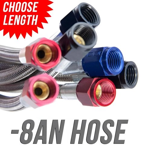 Nitrous Outlet Stainless Steel Braided Hoses 00-21320 120" -8AN Hose (Black Fittings)