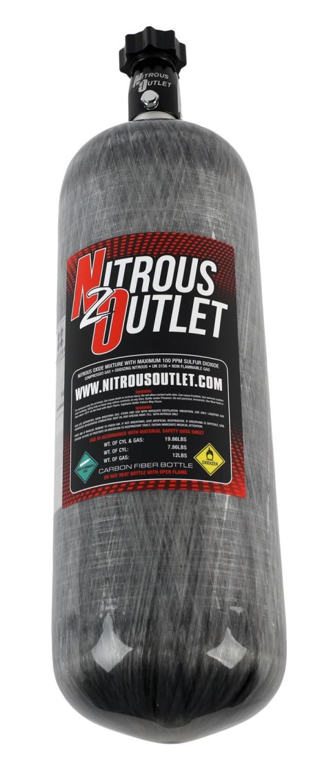 Nitrous Outlet Oxide Bottles 00-30145 Bottles, 12 lbs. Capacity, Carbon Fiber, Natural, 1/8 in. NPT Outlet, Shipped Empty, Each