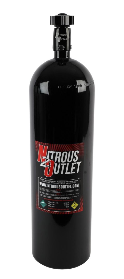 Nitrous Outlet Oxide Bottles 00-30170 Bottles, 15 lbs. Capacity, Aluminum, Black Powdercoated, -8 AN O-ring Outlet, Shipped Empty, Each