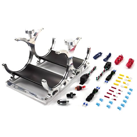 Nitrous Outlet Heated Bottle Brackets 00-32016-4 Dual Billet Bracket with 4AN Accessories (Vertical)