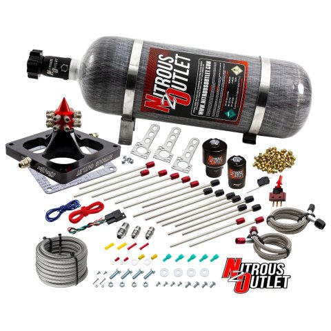 Nitrous Outlet Oxide Systems 00-459002-12 Systems, 4500 Kraken Plate System - Braided Hose/.17(Alcohol)(5-7-10 psi)(100-800 HP)(12lb Bottle)