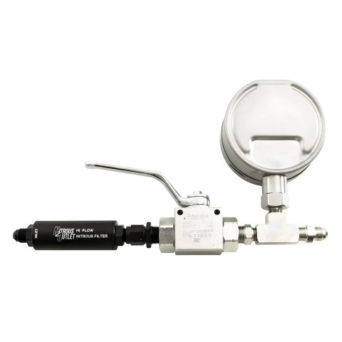 Nitrous Outlet Digital Inline Pressure Gauges 00-63017-8 N2O Gauge, Shut Off Valve & Filter for 8AN