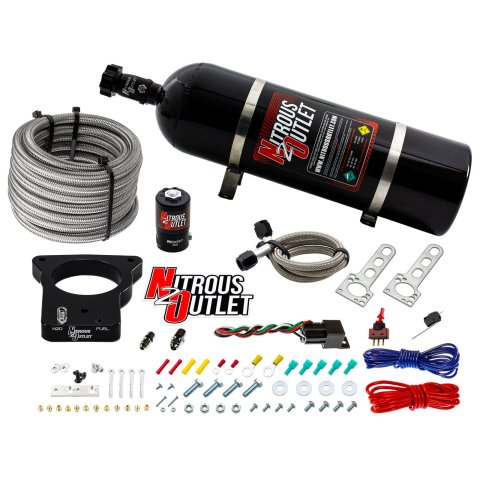 Nitrous Outlet Oxide Plate Systems 00-10102-DRY-15 Systems, EFI Plate, Dry Style, WOT Switch Activation, 15 lbs. Bottle, Designed for 78mm LSX Intakes, Cadillac, Chevrolet, Pontiac, Kit
